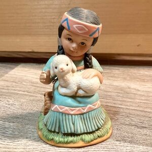 HOMCO Native American Girl Figurine with Lamb